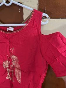 Stylish Pink Kurta with Gold Print