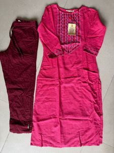 Beautiful Pink Kurta and Pants Set