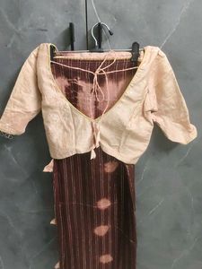 Elegant Brown &amp; Pink Ombre Saree with blouse