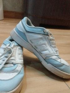 Adidas White &amp; Blue Sneakers