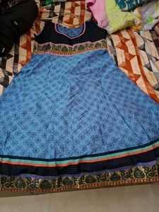 Blue Printed Anarkali Kurta