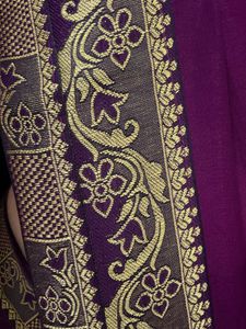 Elegant Purple Saree with Rich Golden Border