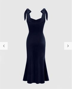Littlebox Navy Velvet Midi Dress