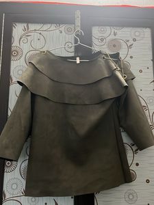 Olive Green Ruffled Top