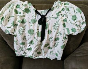 🌿 Floral Grace Sheer Puff Sleeve Top ✨