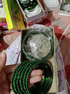 Green Stone Bangles Set 2.8