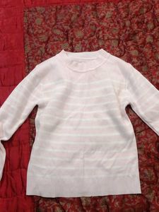Striped Knit Sweater - Light Pink