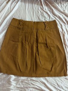 Brown A-Line Skirt with Bow Detail