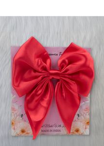 Vibrant Red Satin Bow Hair Clip