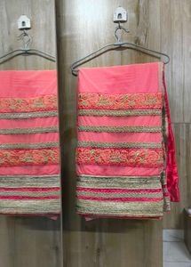 Beautiful Pink Saree with Embroidery
