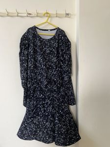 black Floral Print Dress