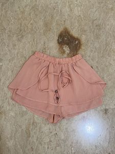 Peach Layered Ruffle Shorts