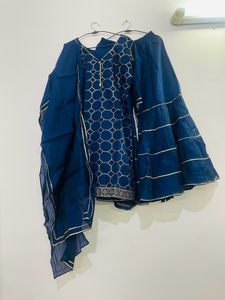 Navy Blue &amp; Gold Sharara Suit