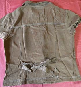 Brown Collared Button-Up Top