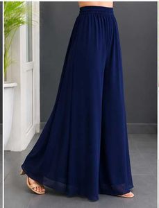 Navy Blue Flowy Palazzo Pants