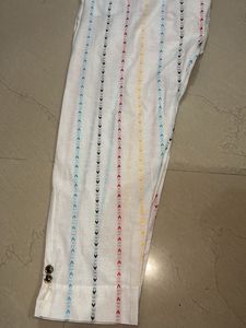 White festive cotton pants for womens
