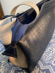 Stylish Navy Croc Tote Bag