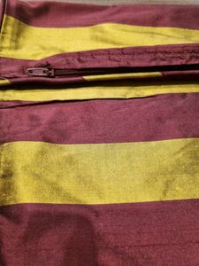 PAIR SILK NEW CUSHION COVER 16"X16" GOLD MAROON