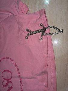 Pink Graphic Crop Top with Chain Detail