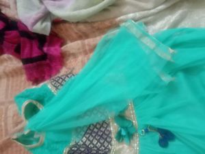 nice peacock green   new dress for 8to 10 years girls