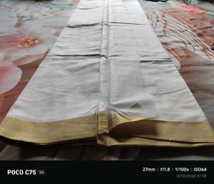 Elegant White Saree with Gold Border