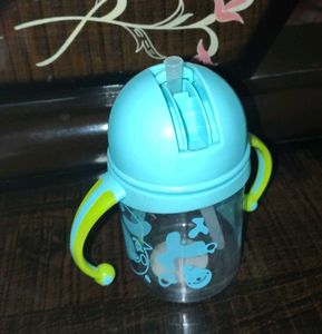 Blue Sipper Cup with Handle and Straw