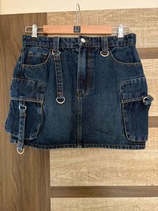 Denim Cargo Mini Skirt
