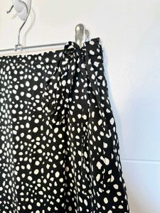 Black &amp; White Polka Dot Midi Skirt