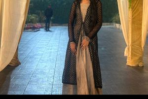 Elegant Black Net Embroidered Kurta