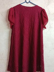 Women's Fashion Lace Dress Layered Maroon