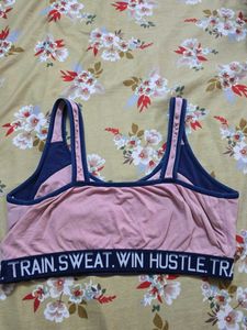 Comfortable Pink &amp; Navy Sports Bra