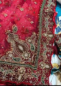 Embroidered Red Saree