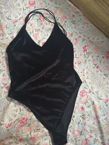 Black Velvet Halter Bodysuit