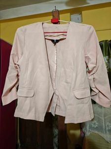 Blush Pink Cropped Ruched Sleeve Shrug