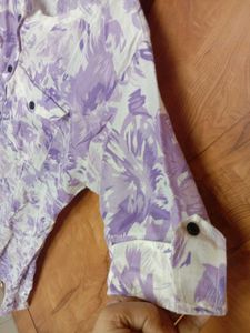 Purple Floral Shirt Dress