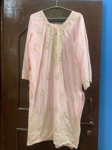 Elegant Pink Kurta with Gold Embroidery