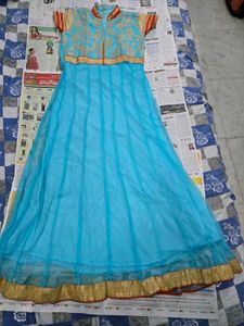 Beautiful Blue Anarkali Gown with dupatta