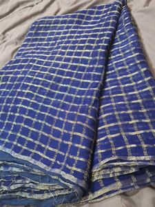Elegant Blue Checked Saree