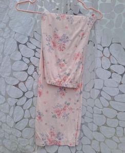 Floral Pink Night suit Set