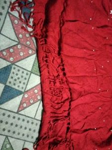 Red Embellished winter stole