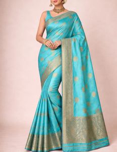 Elegant Blue Silk Saree ( no blouse)