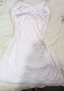 White Lace Trimmed Slip Dress