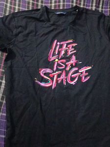 Black "Life is a Stage" Graphic T-Shirt