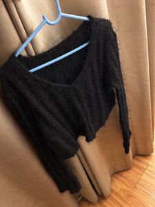 Black Fuzzy Knit Sweater