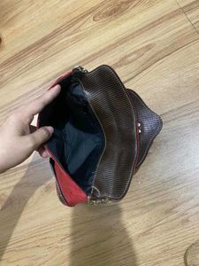 Red Suede &amp; Leather Clucth Bag