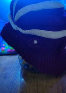 White And Maroon Mixed Cap With Pearls