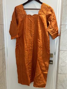 Vibrant Orange Striped Kurti