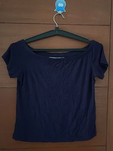 Navy Blue Off-Shoulder Top