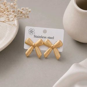 Gold Bow Stud Earrings