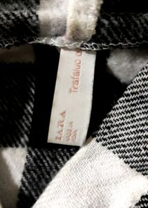 Zara black and white plaid hooded shacket